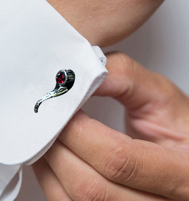 Red Stone Tobacco Pipe Cufflinks