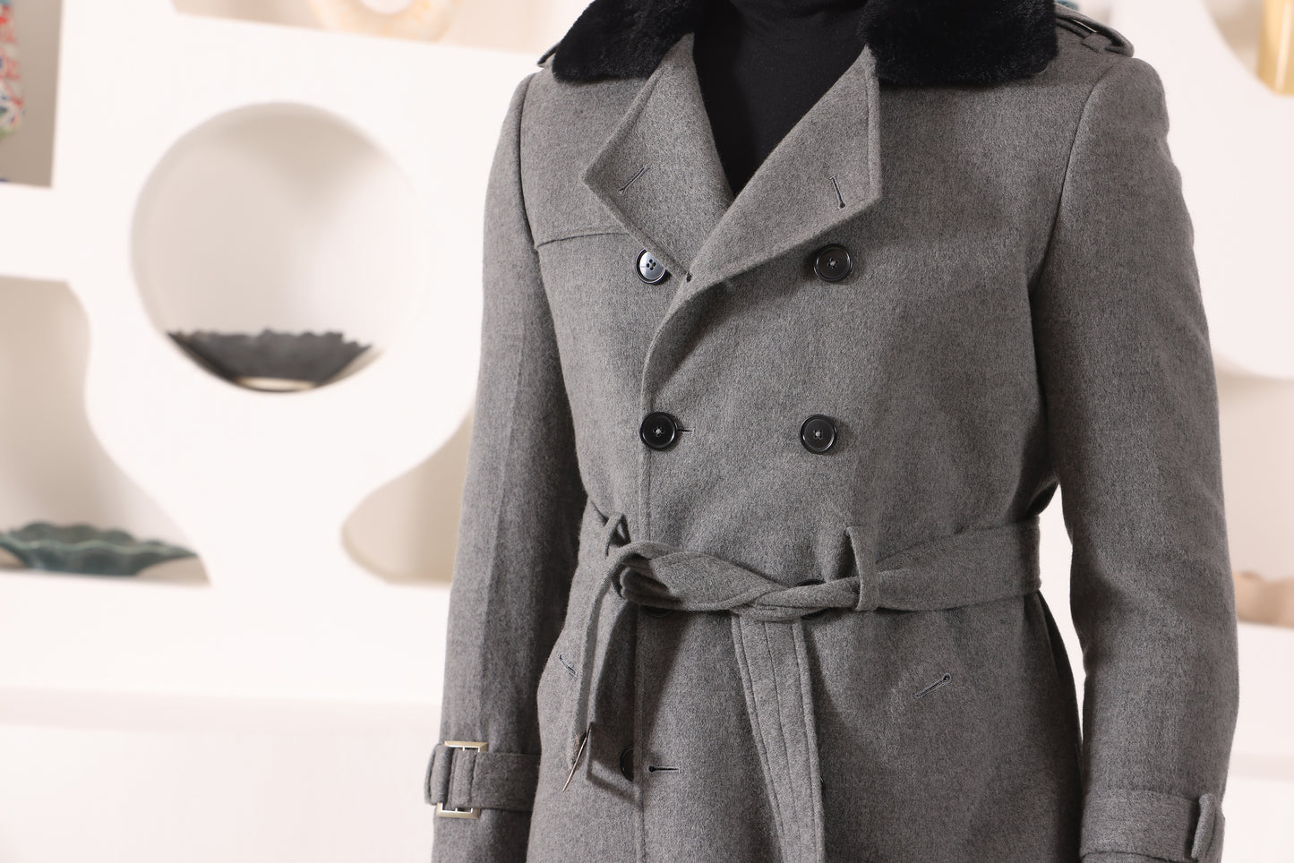 Grey overcoat with Furr Collar