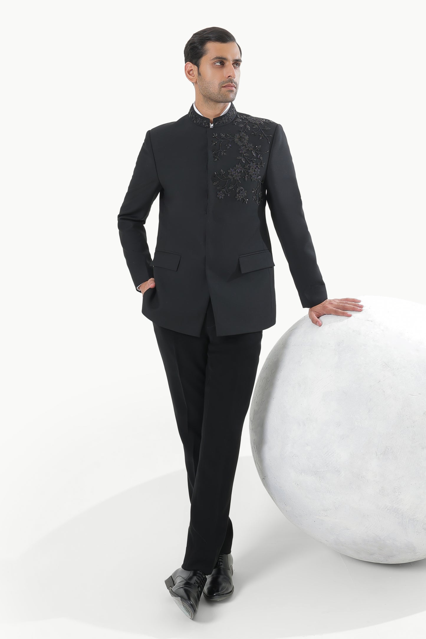 Noir Bloom Bandhgala