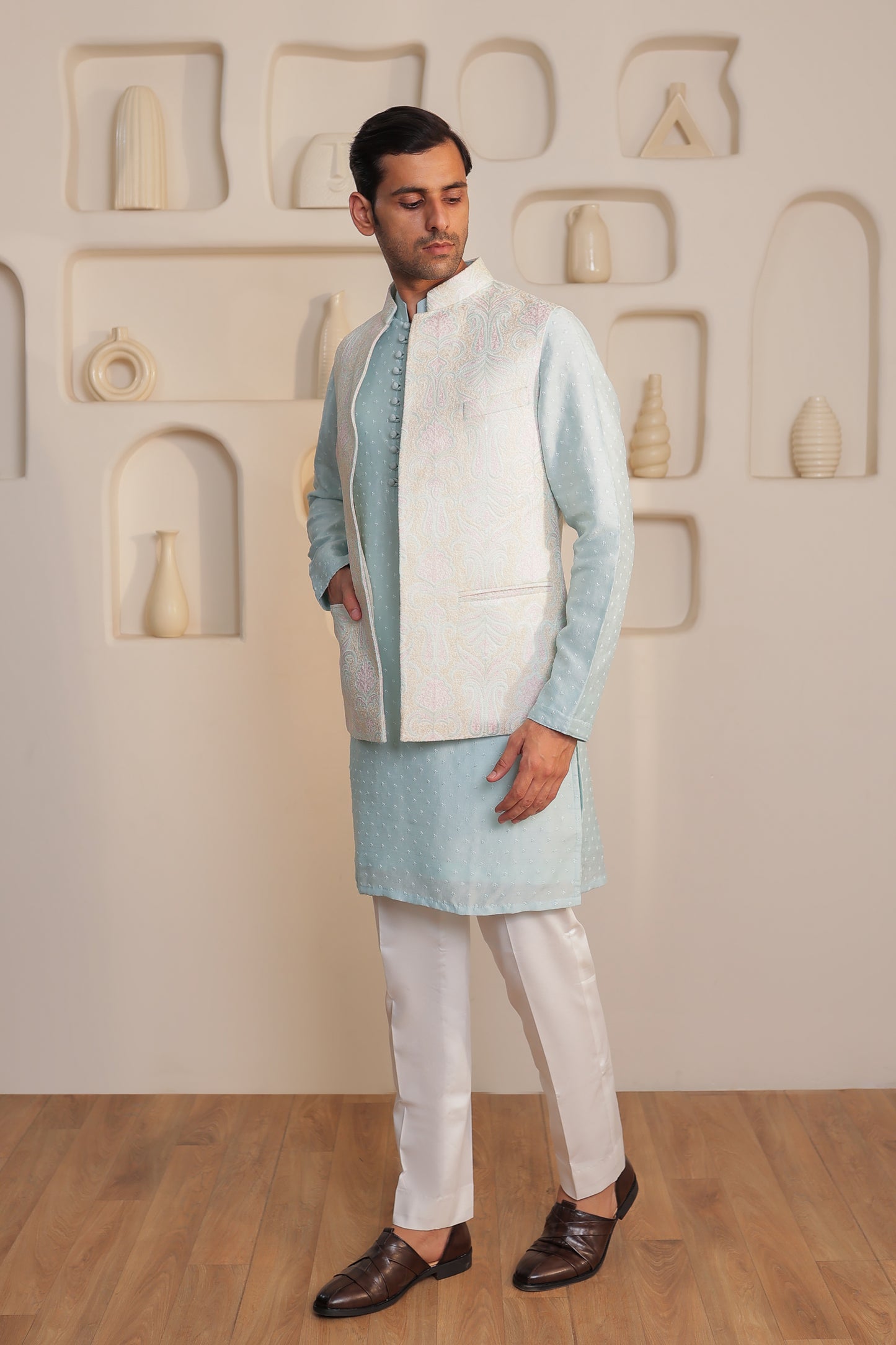 Frosted Azure Kurta Set