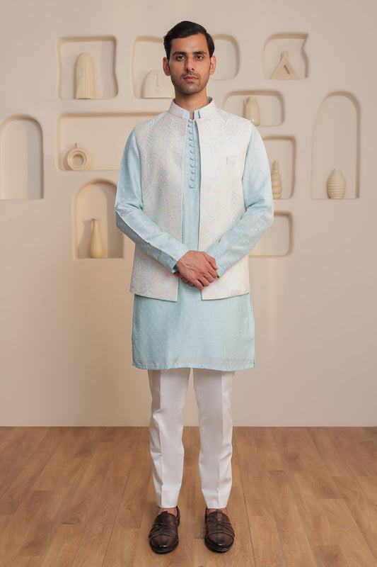 Frosted Azure Kurta Set