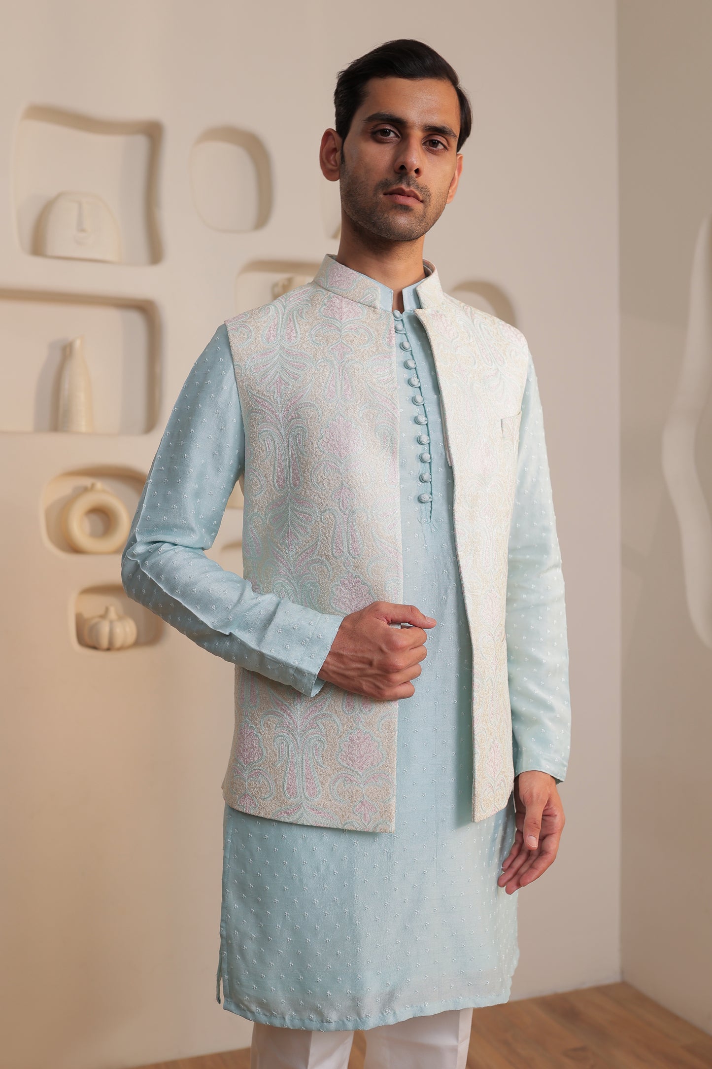 Frosted Azure Kurta Set