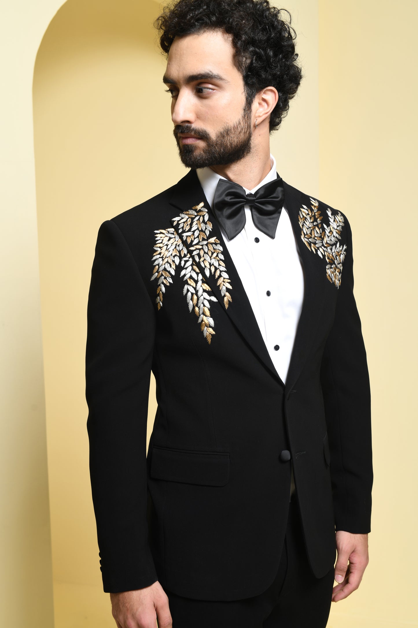 Black Tuxedo Set with Gold Appliques