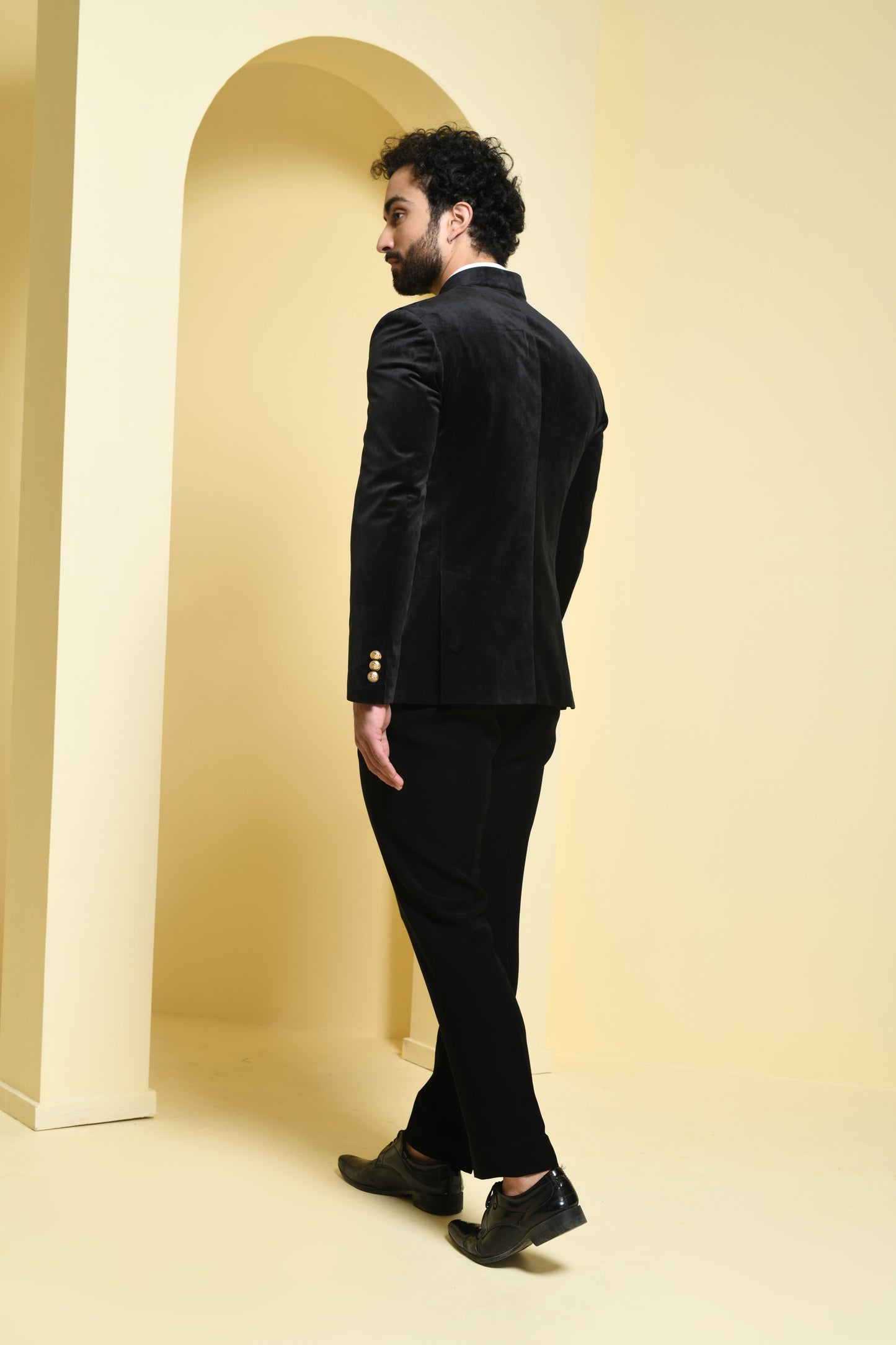 Black Tuxedo Set with Gold Appliques