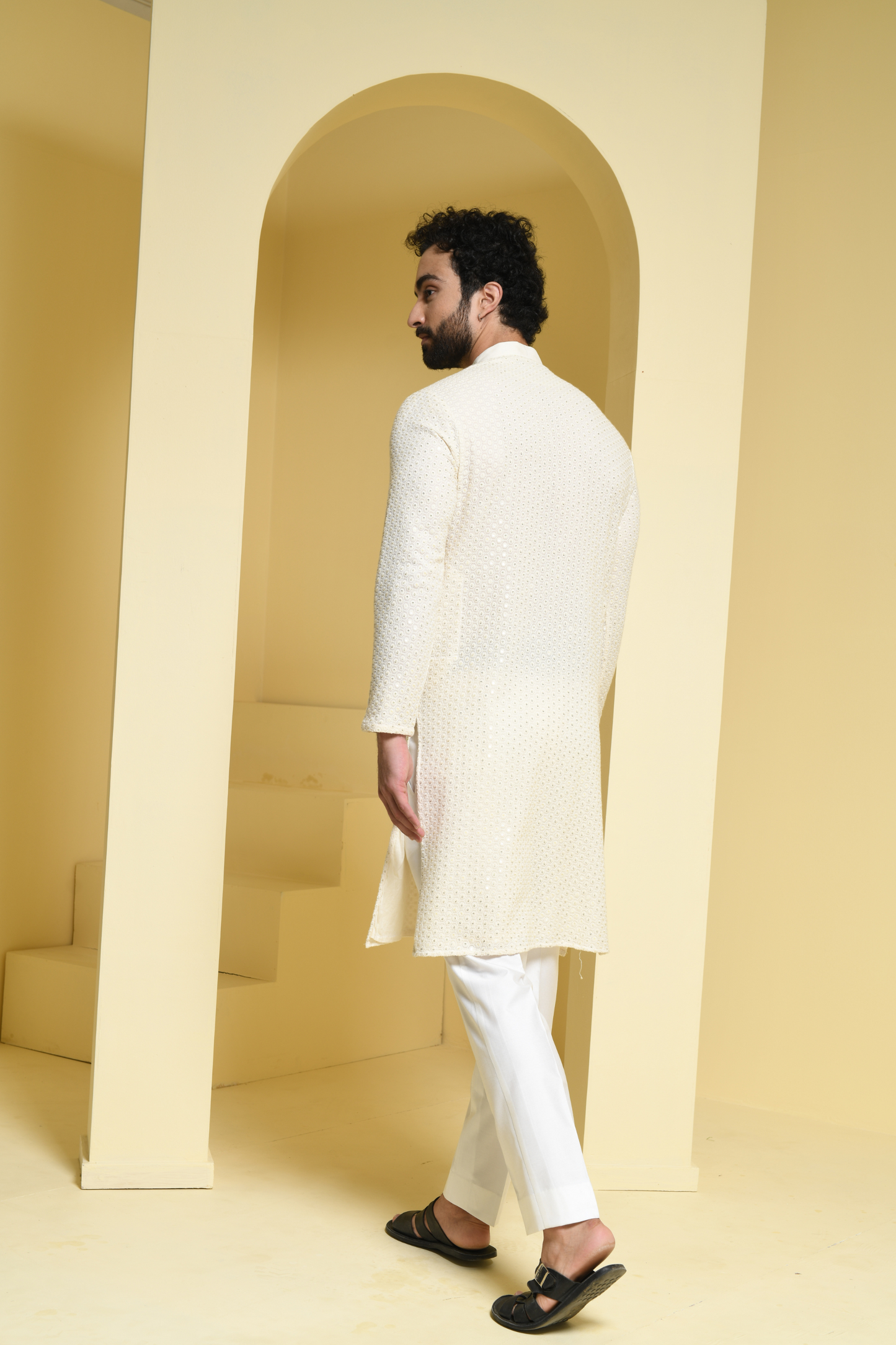 White Georgette Chikankari Embroidered Kurta Set