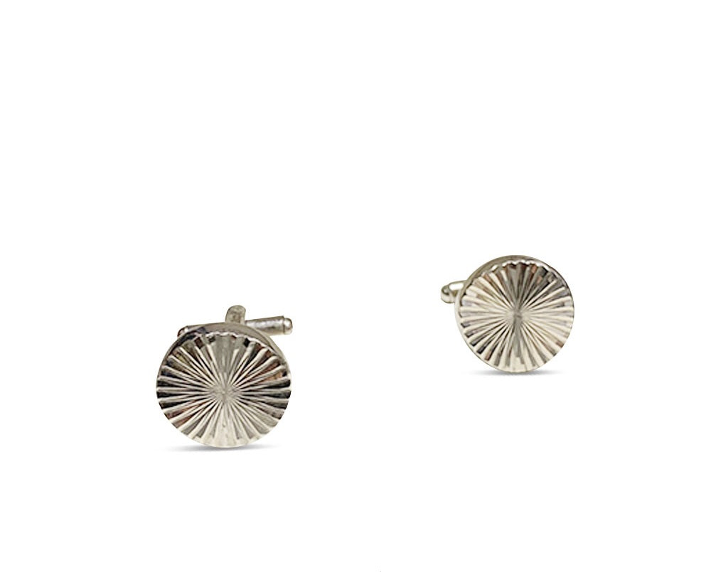 Silver-toned Designer Round Cufflinks