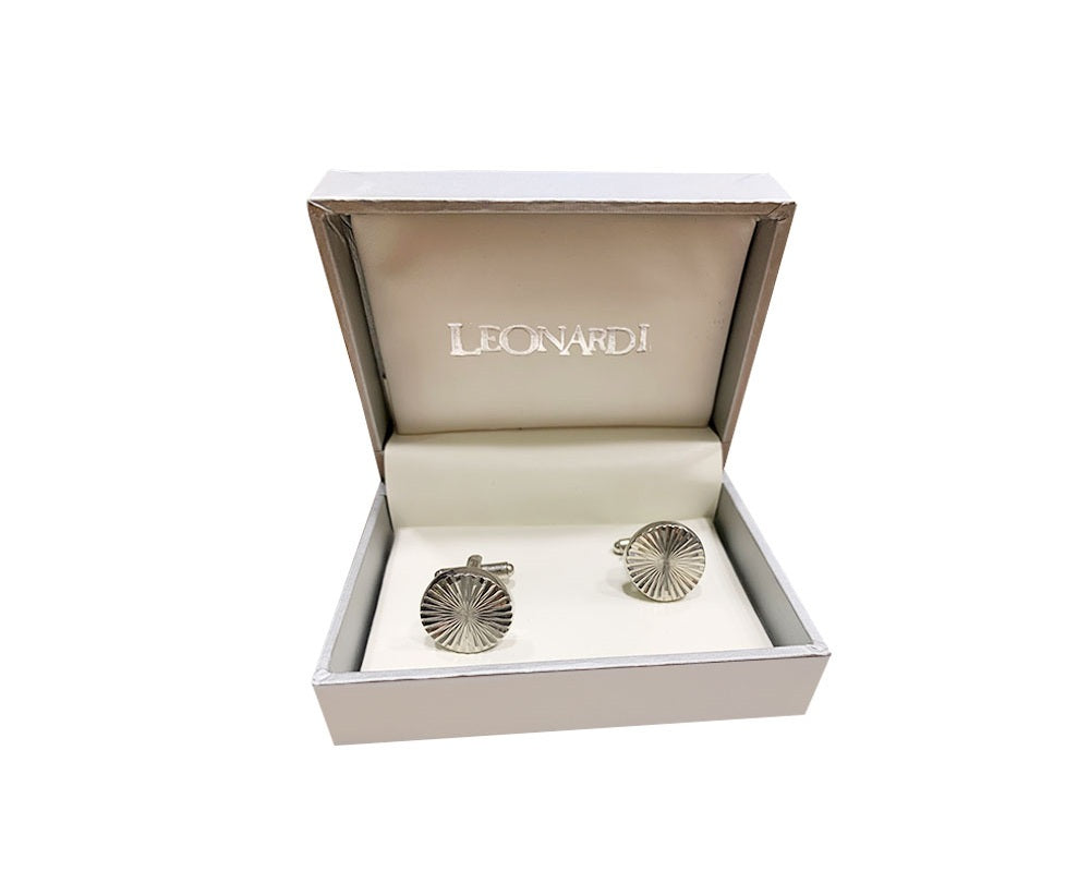 Silver-toned Designer Round Cufflinks