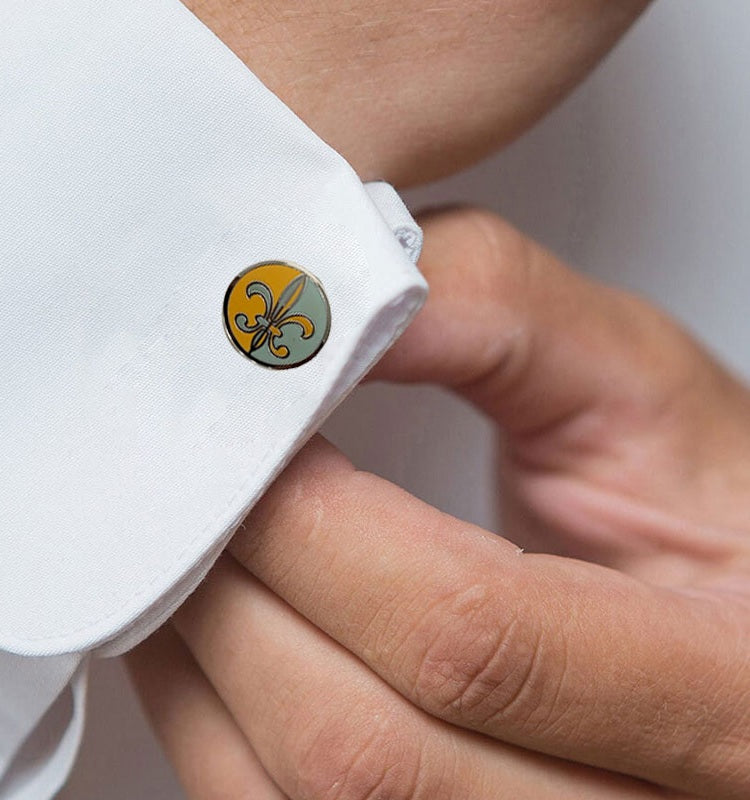 Sage Green And Mustard Cufflinks