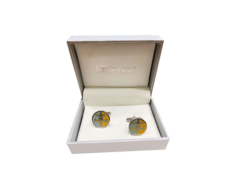 Sage Green And Mustard Cufflinks