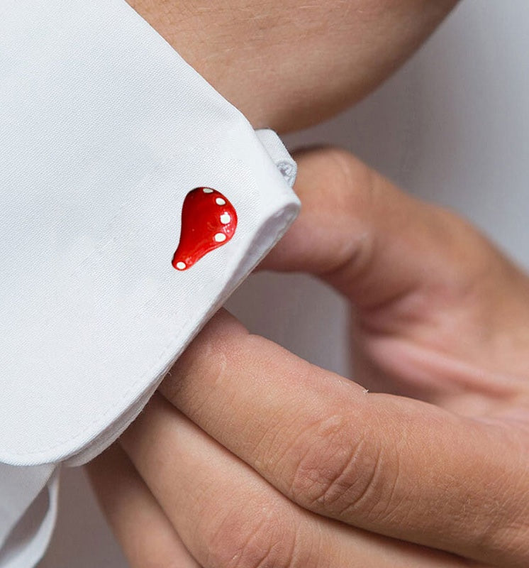 White Dotted Red Cufflinks