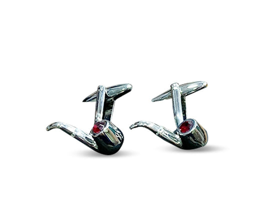 Red Stone Tobacco Pipe Cufflinks