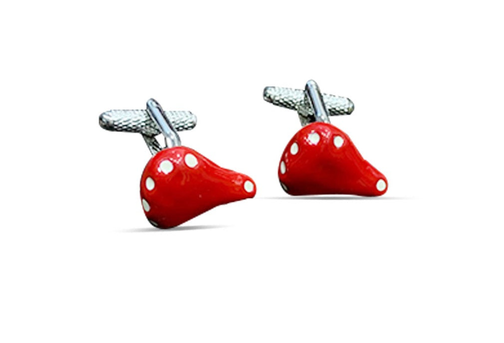 White Dotted Red Cufflinks