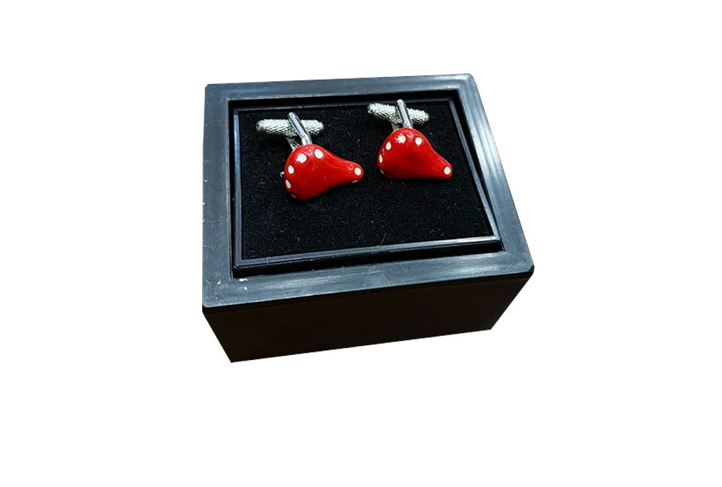 White Dotted Red Cufflinks