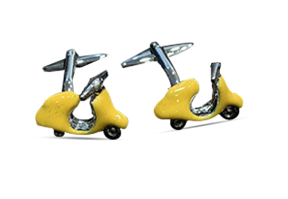 Yellow Vespa Scooter Cufflinks