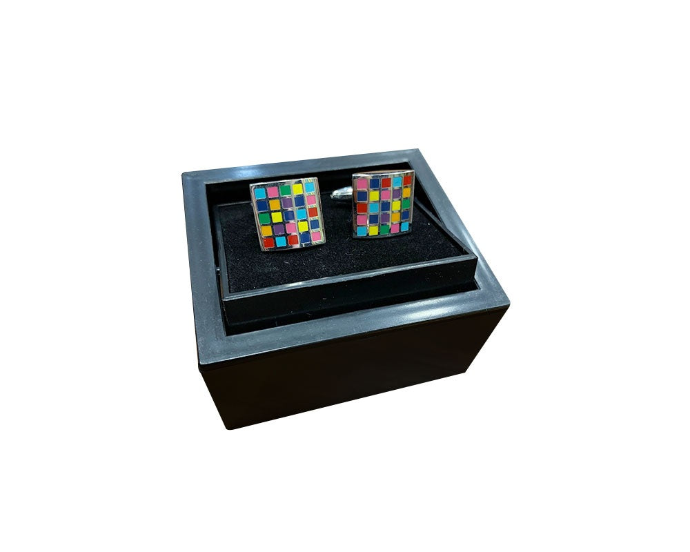 Multi-color Grid Cufflinks
