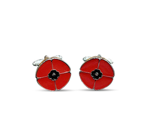 Red Four-petal Flower-shaped Cufflinks