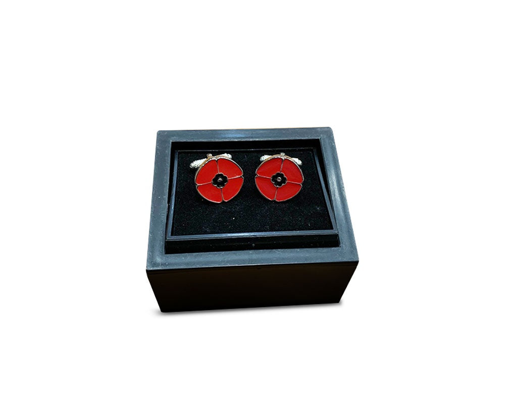 Red Four-petal Flower-shaped Cufflinks